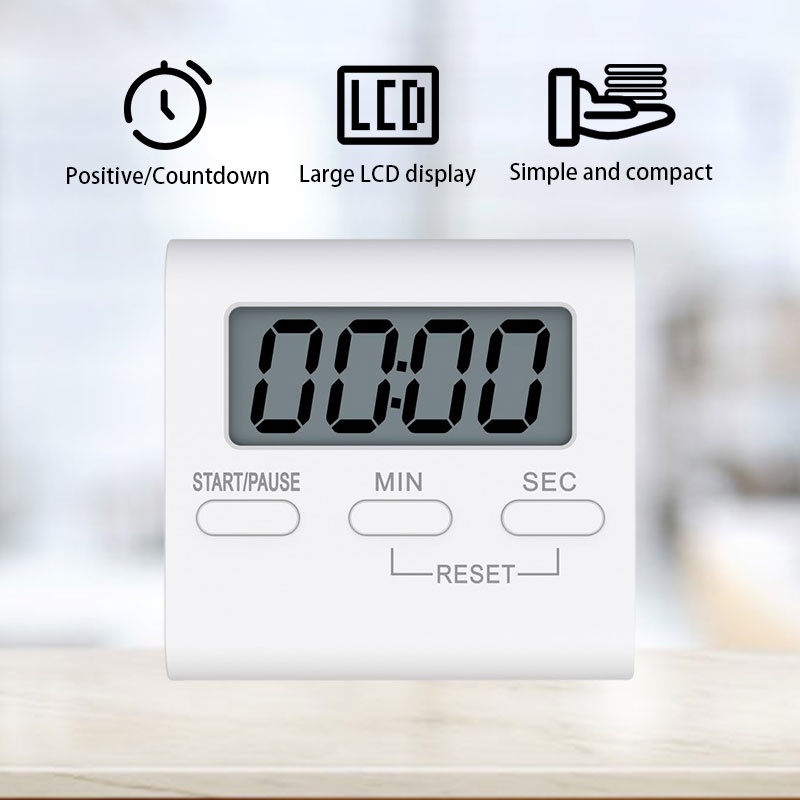 Kitchen Cooking White LCD Digital Timer Loud Alarm Magnetic Backing ...