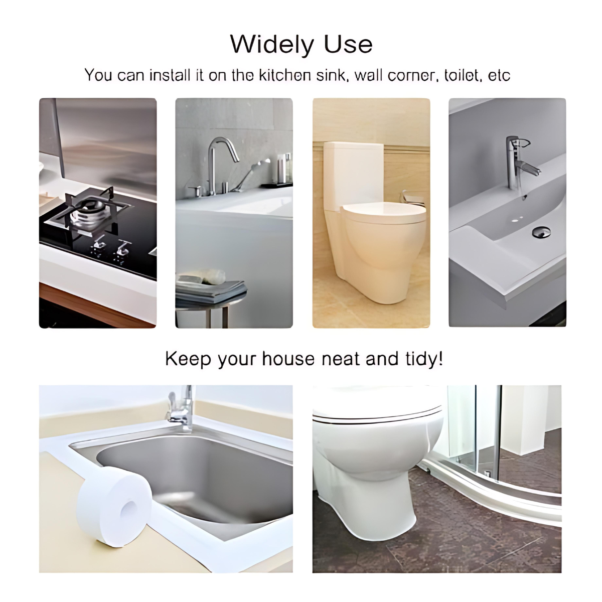 Kitchen Bathroom Shower Caulk Strip Self Adhesive Waterproof Wall Tape