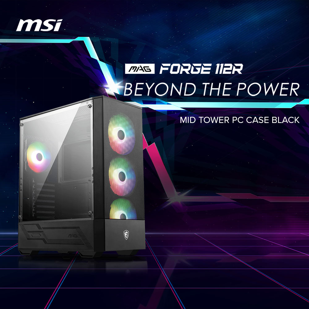  MSI MAG Forge 112R Mid-Tower PC Case - Tempered Glass