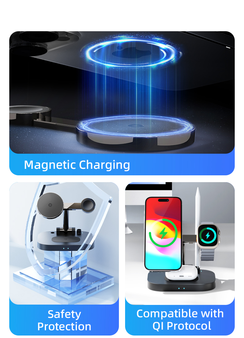 Rock Space W52 Multifunctional 4-in-1 Foldable Wireless Charger Stand ...