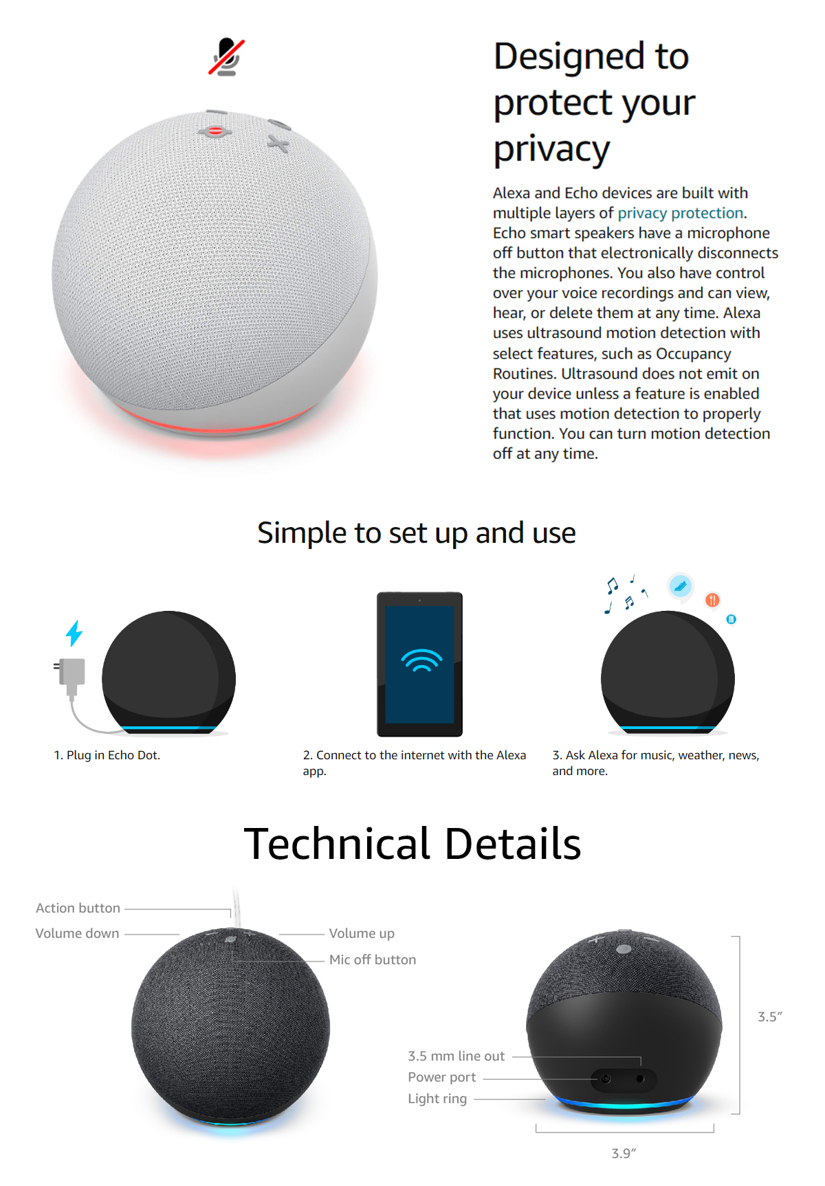 Echo (4th generation)  Premium sound Wi-Fi and Bluetooth smart