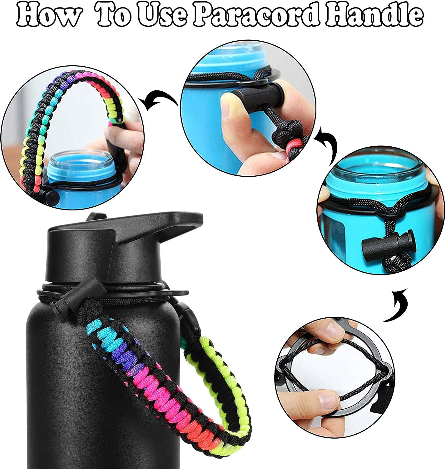 Paracord Strap Water Bottle Handle Strap Cord Safety Ropes with Ring ...
