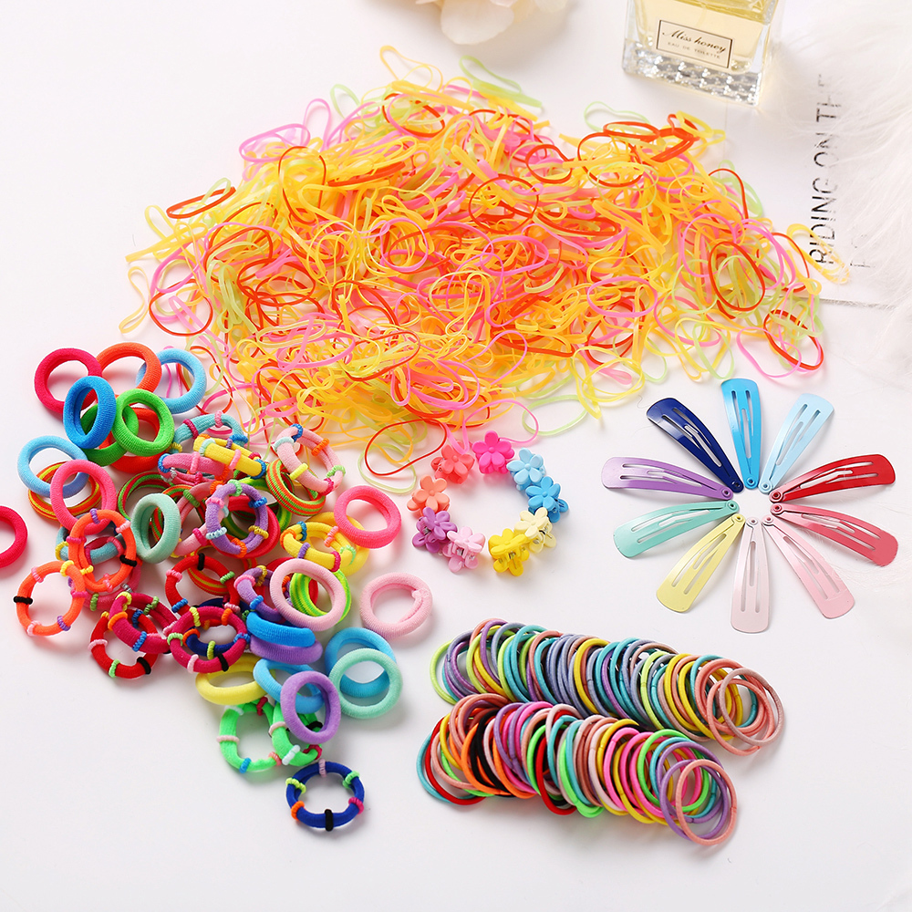 780Pcs/Set Korean Hair Pin Kids Scrunchie Hair Clip Set Ponytail Hair ...