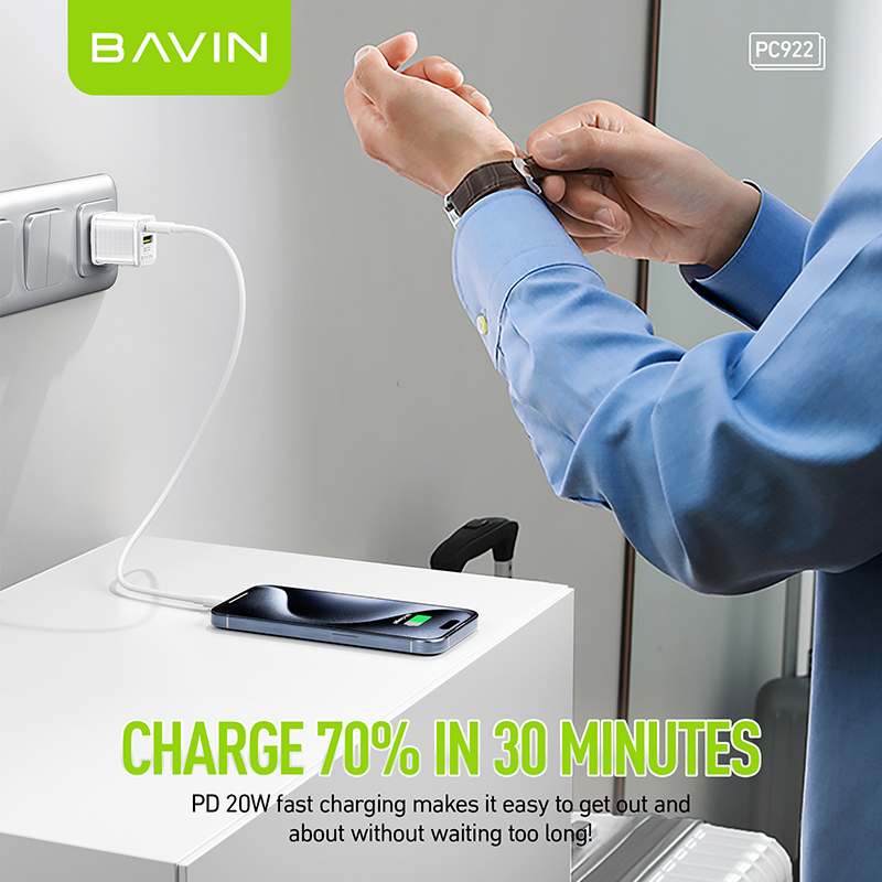 BAVIN PC922 20W PD Dual Port Fast Qualcomm 3.0 and USB-C Port Type-C ...