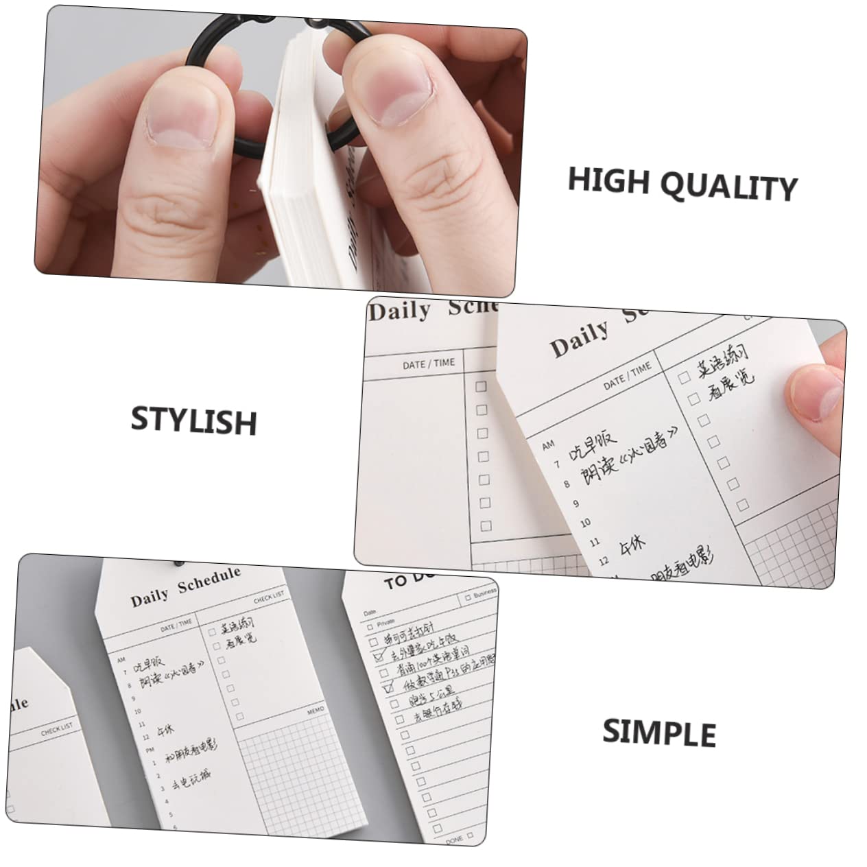 50sheets Memo Pad Key Ring Minimalist Loose Leaf Ring Note Pad (To do ...
