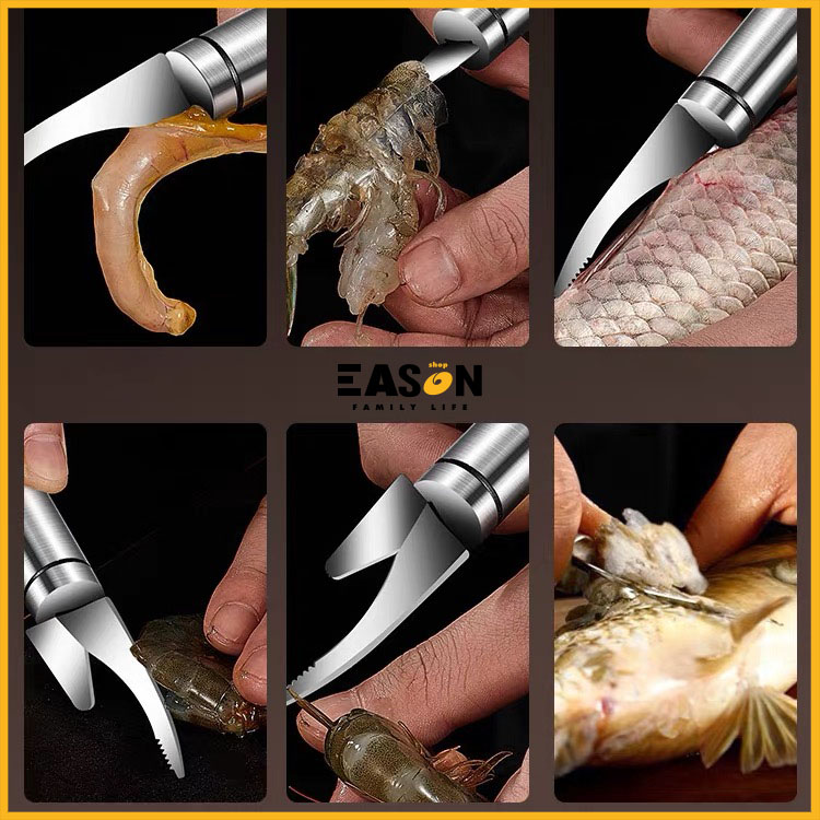 Eason Multifunctional Fast Shrimp Peeler Fish Scale Knife Stainless ...