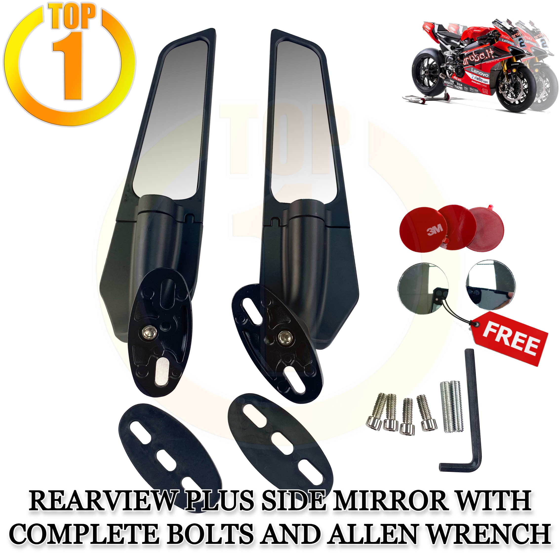 TOP1 PH Latest Upgraded Plus Version Stealth 1 Pair Side Mirror Sports ...