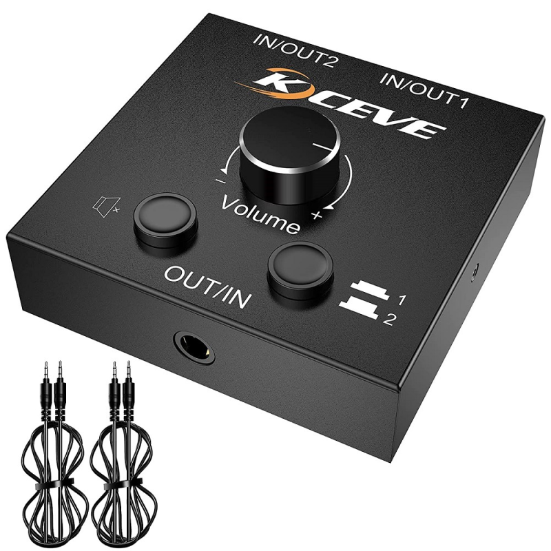 2x1/1x2 3.5mm Stereo Audio Switch Two-Way Switcher with Mute Button No ...