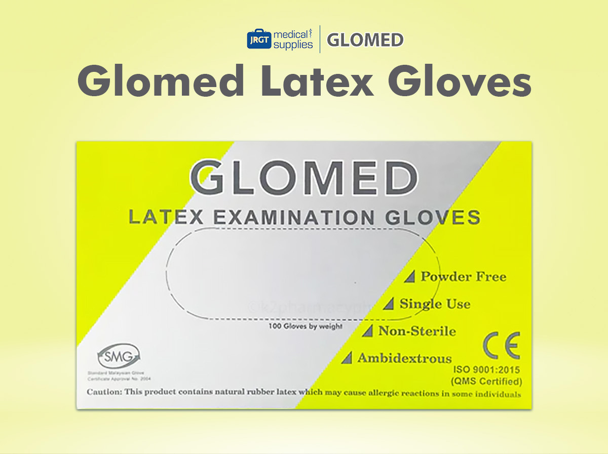 Glomed Powder-Free Latex Disposable Gloves (100pcs) Surgical Examination  Gloves Large