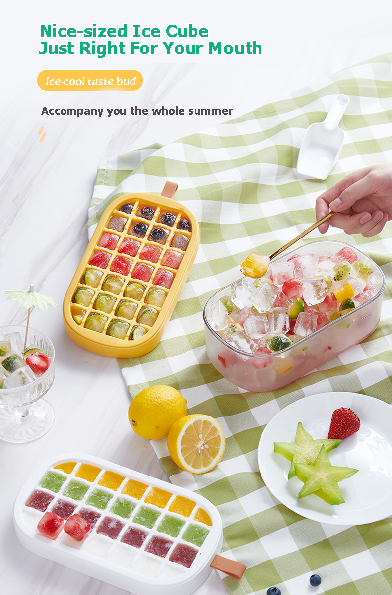 Ecoco Ice Molder Plastic with Bucket and Scoop Ice Cube Tray for ...