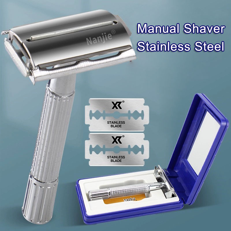 Manual Classic Stainless Steel Safety Razor Double Edge Shaver With ...