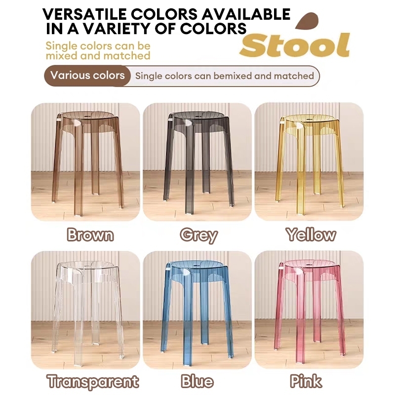 [10color] Nordic Transparent Stool Acrylic Plastic Round Stool ...
