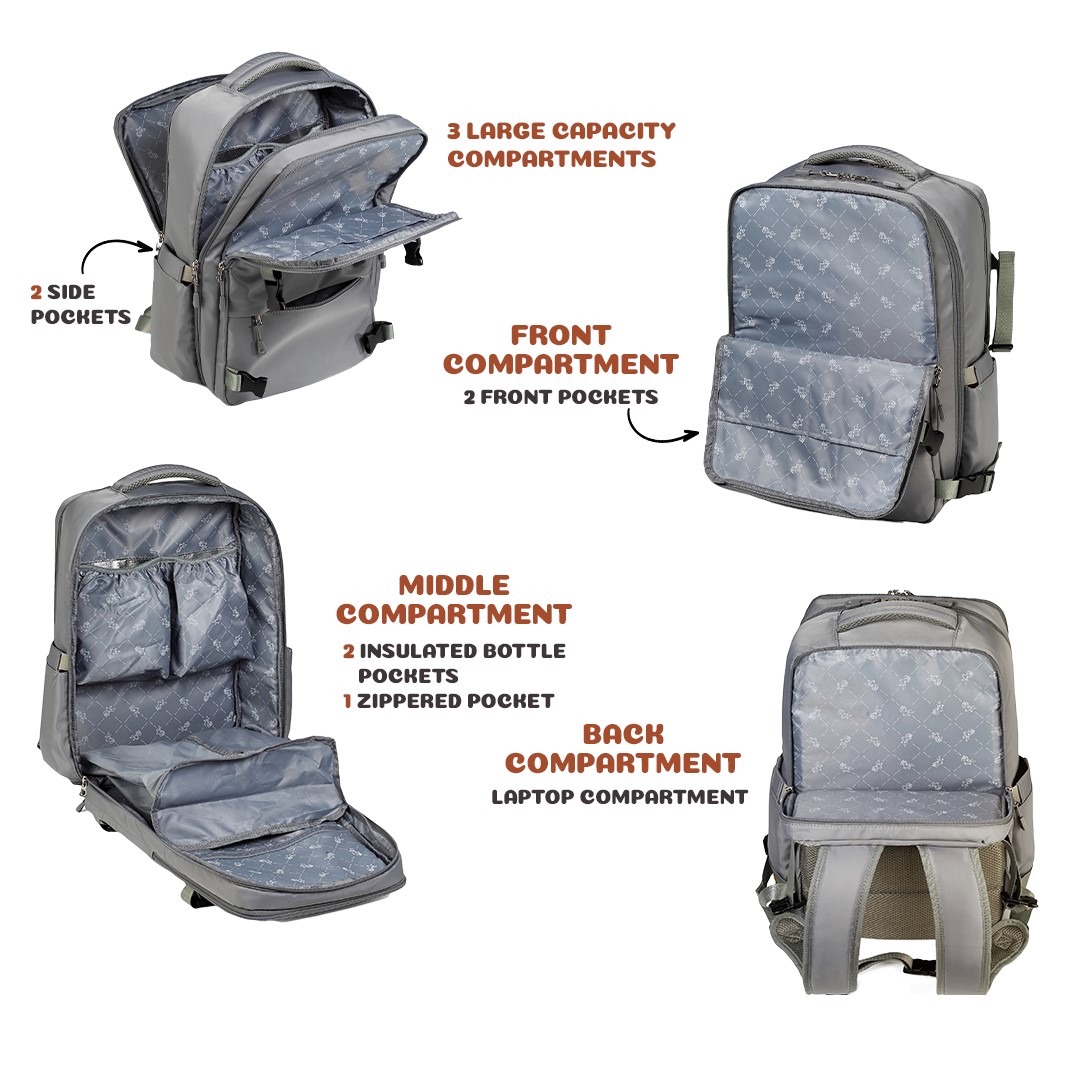 Colorland Smart all-in-one Diaper Backpack (BP242-B/Grey) | Shopee ...