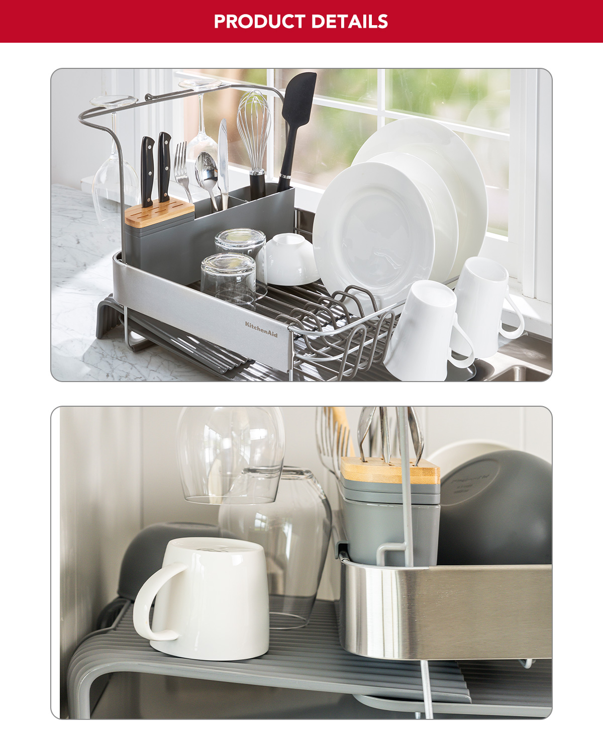 KitchenAid Expandable Dish-Drying Rack with Glassware Attachment ...