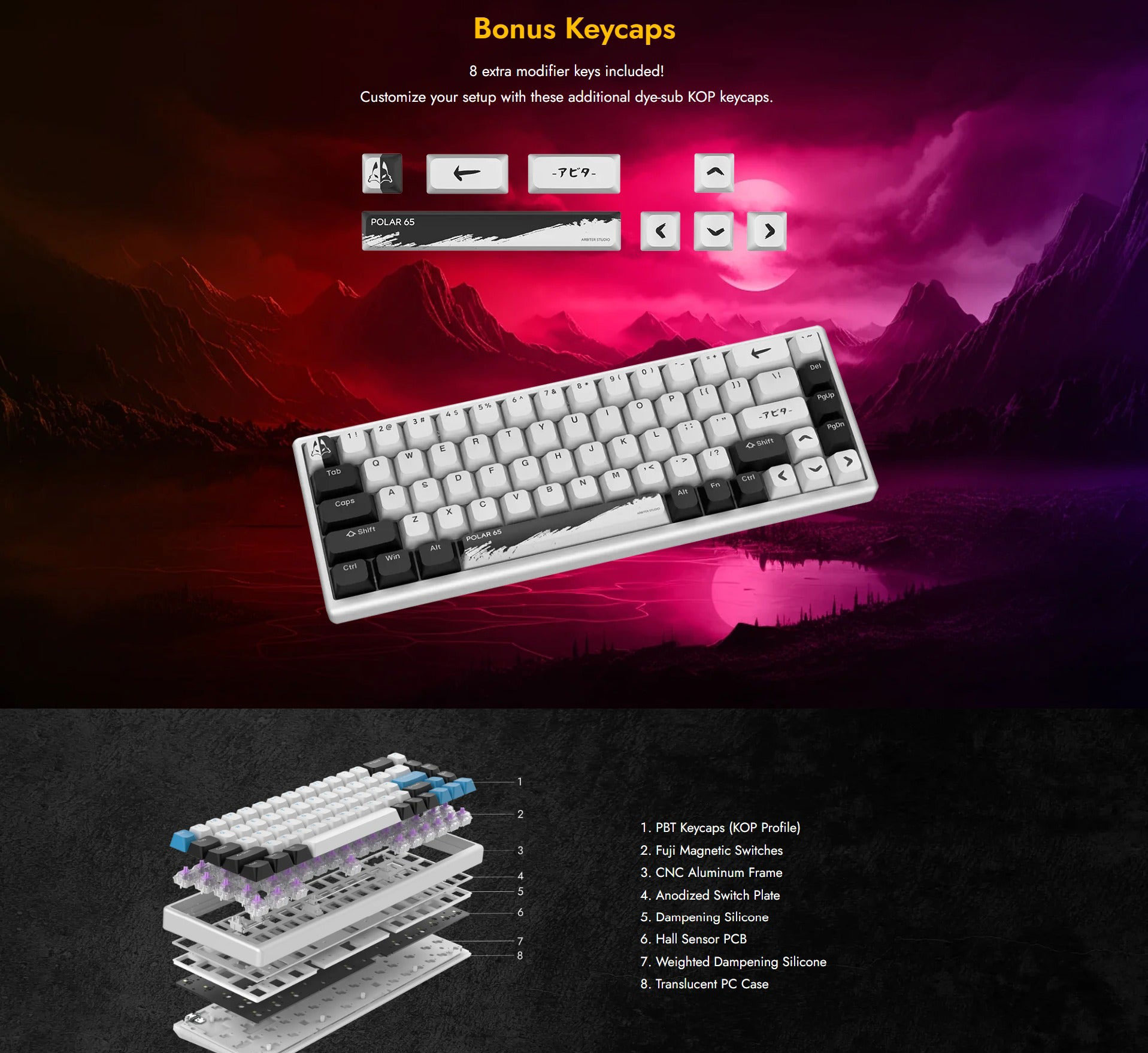 Arbiter Studio Polar 65 Magnetic Gaming Keyboard (Ronin Red) (Kuro ...