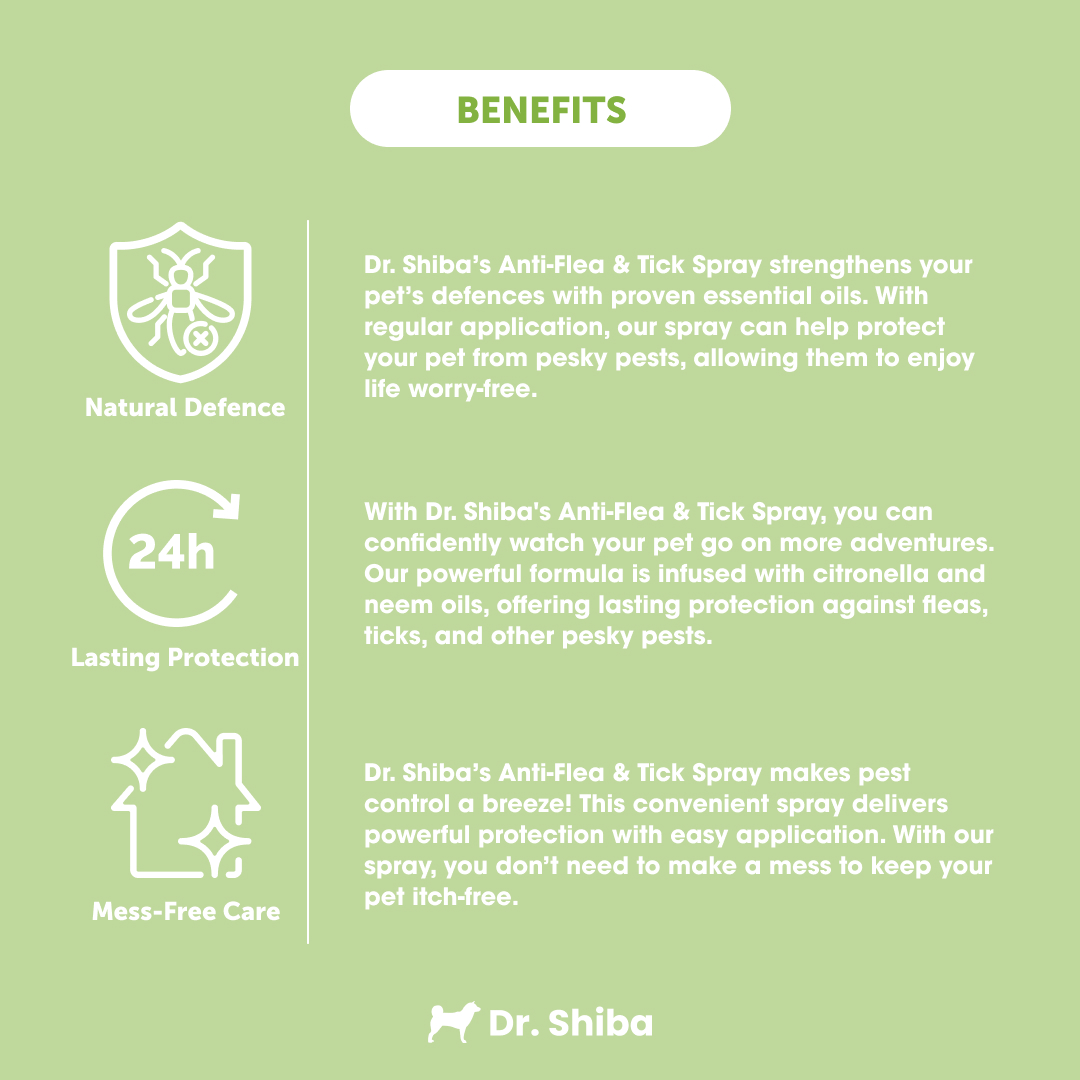 Curated visual reference: Cat Flea Control Products With Citronella Reference: Dr Shiba Anti Flea Tick Spray For Dogs Cats