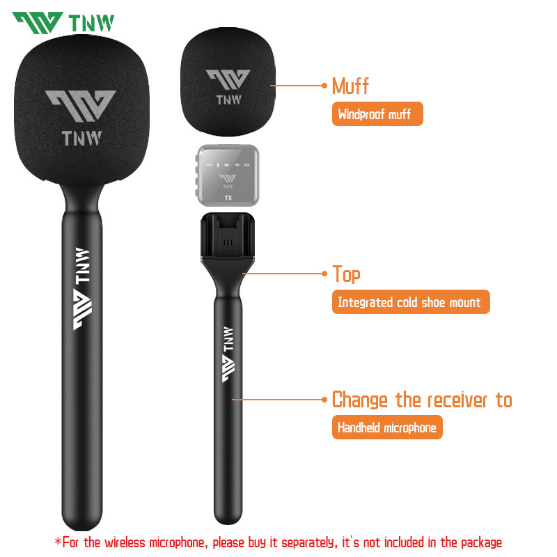TNW Handheld Wireless Microphone Grip Stick with Windproof Sponge ...