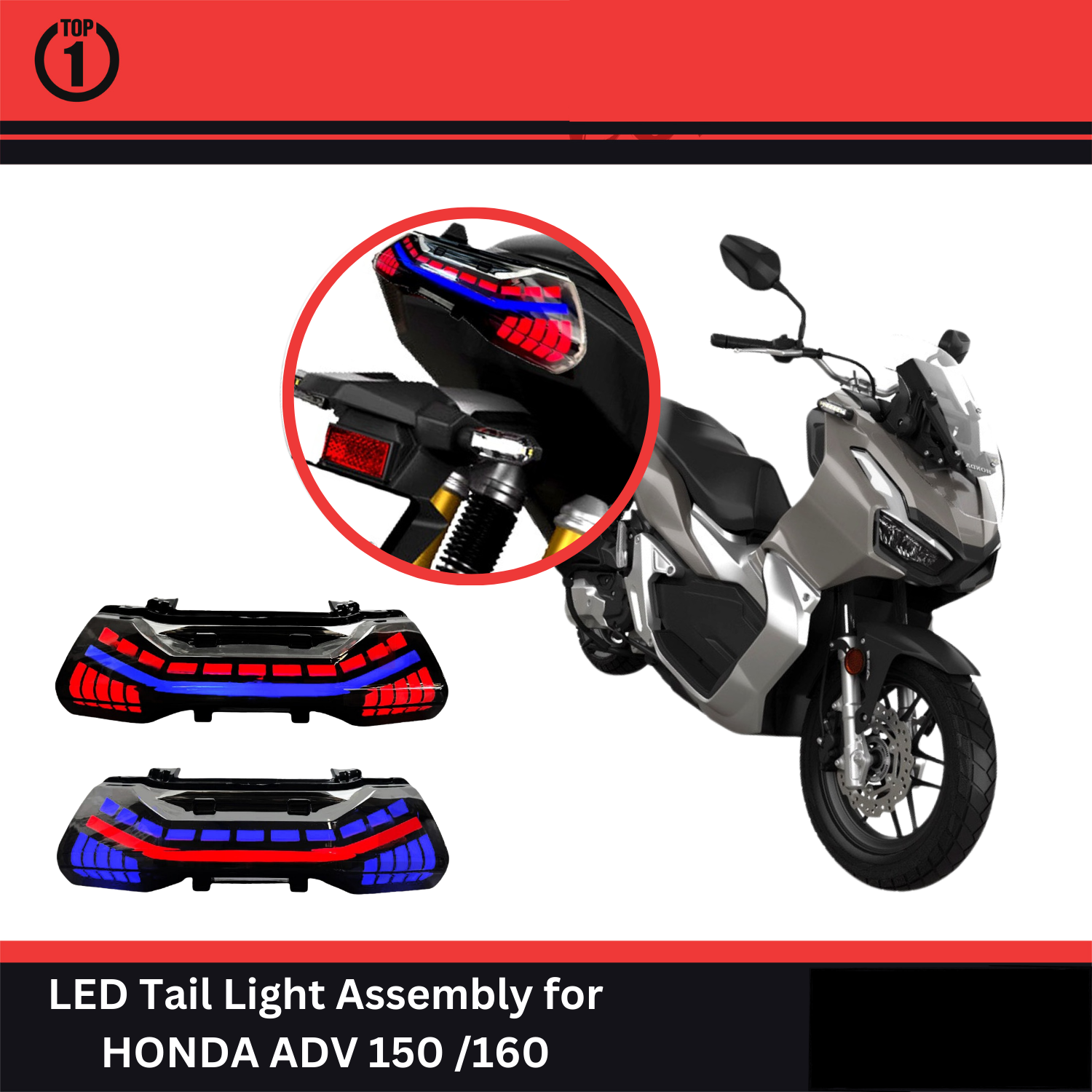 Top1 Motors LED Tail Light Assembly for HONDA ADV 150 /160 Motorcycle ...