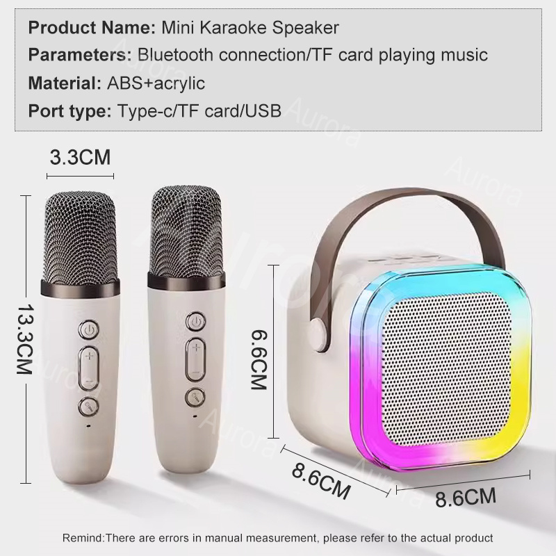 Mini Karaoke Wireless Audio Speaker Bluetooth Microphone Portable Home ...