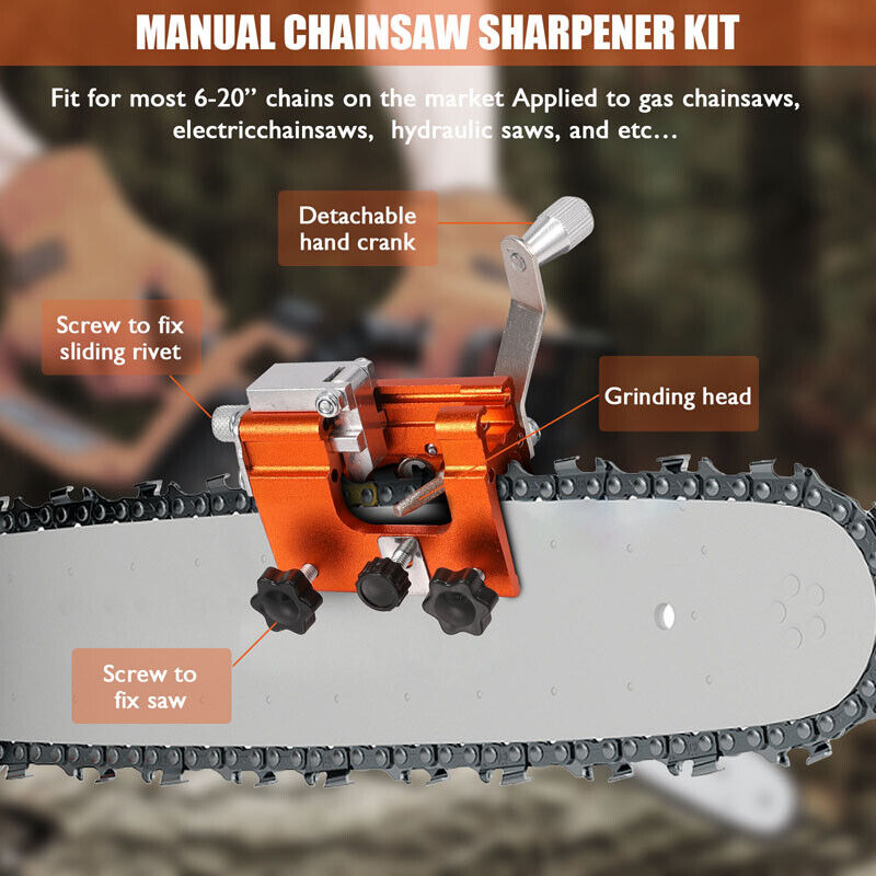 Portable Hand Crank Fast Chainsaw Sharpener Jig Kit Tool Suitable for 8 ...
