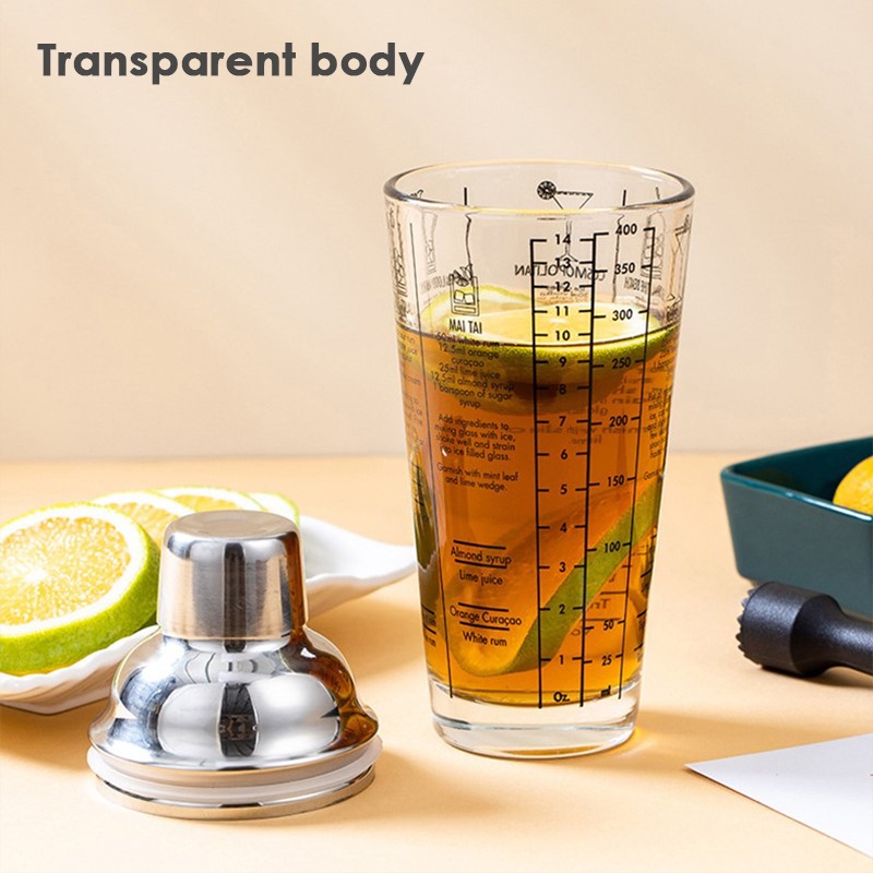 GSE Detachable Cocktail Shaker Glass Shaker Stainless Steel Glass Body ...