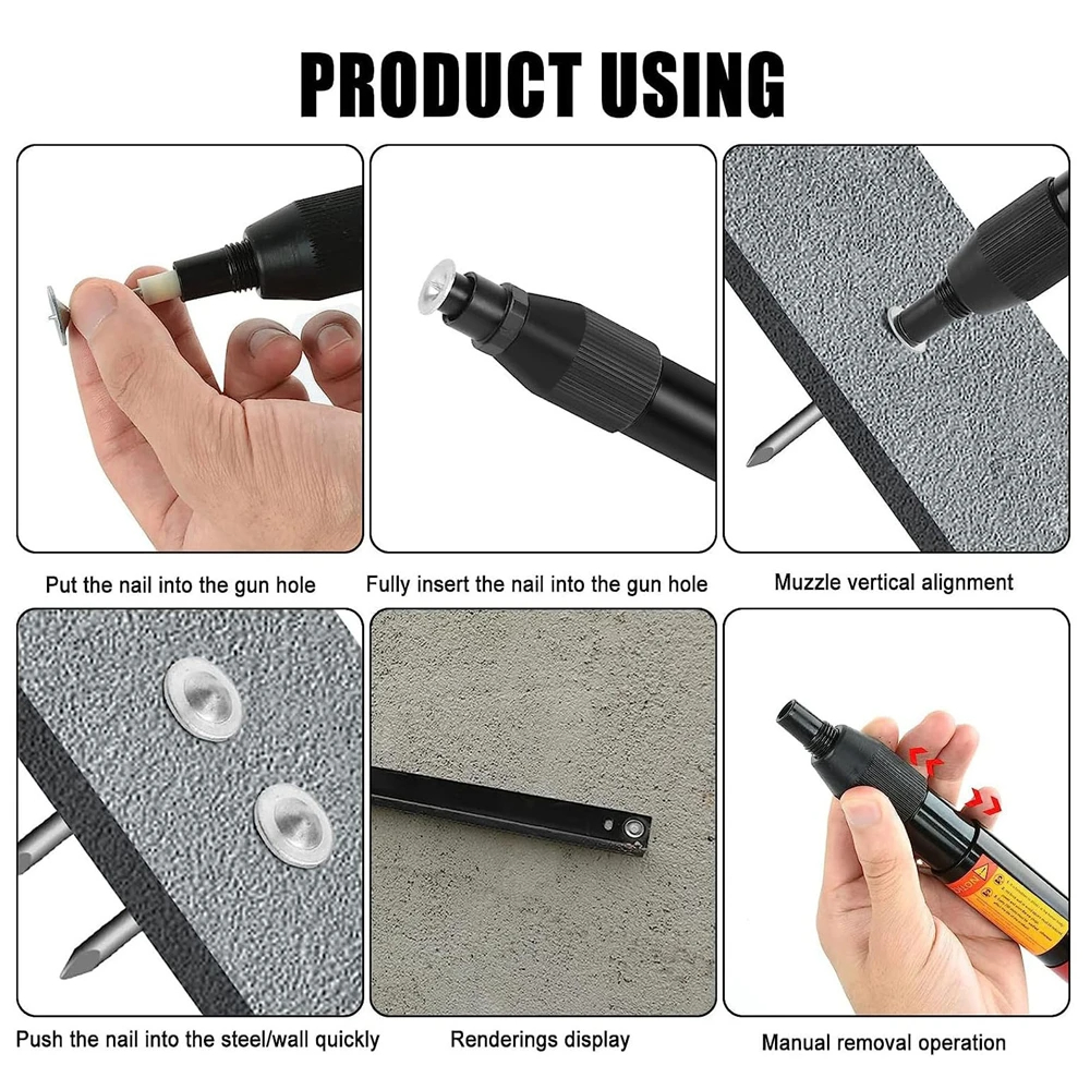 100PCS Steel Nails Gun Rivet Tool Accessories Wall Fastener Set Pipe ...
