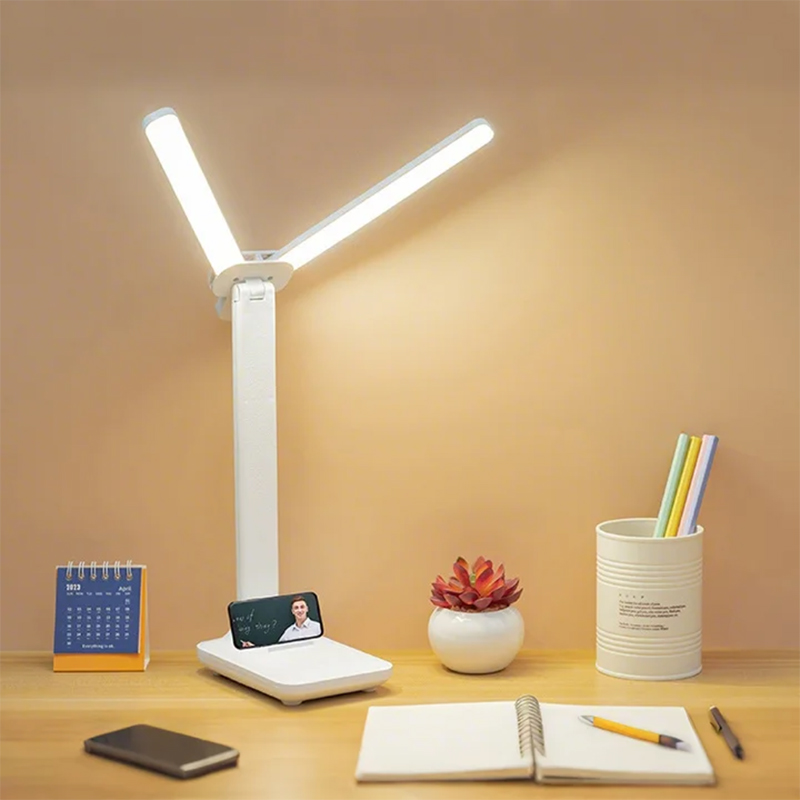 Gold Star Foldable Desk Lamp Dual Head LED Table Lamp Rechargeable