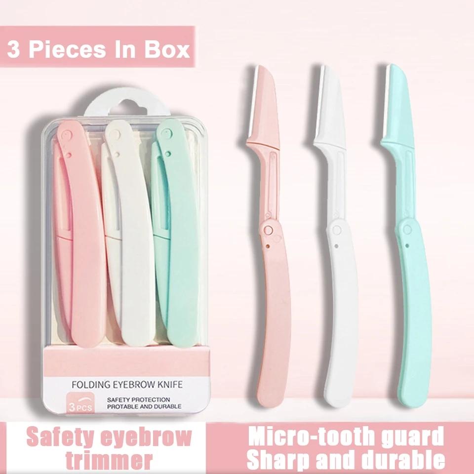SJW 3PCS/BOX Women Eyebrow Razor Face Eye Brow Trimmer Blade Shaver ...