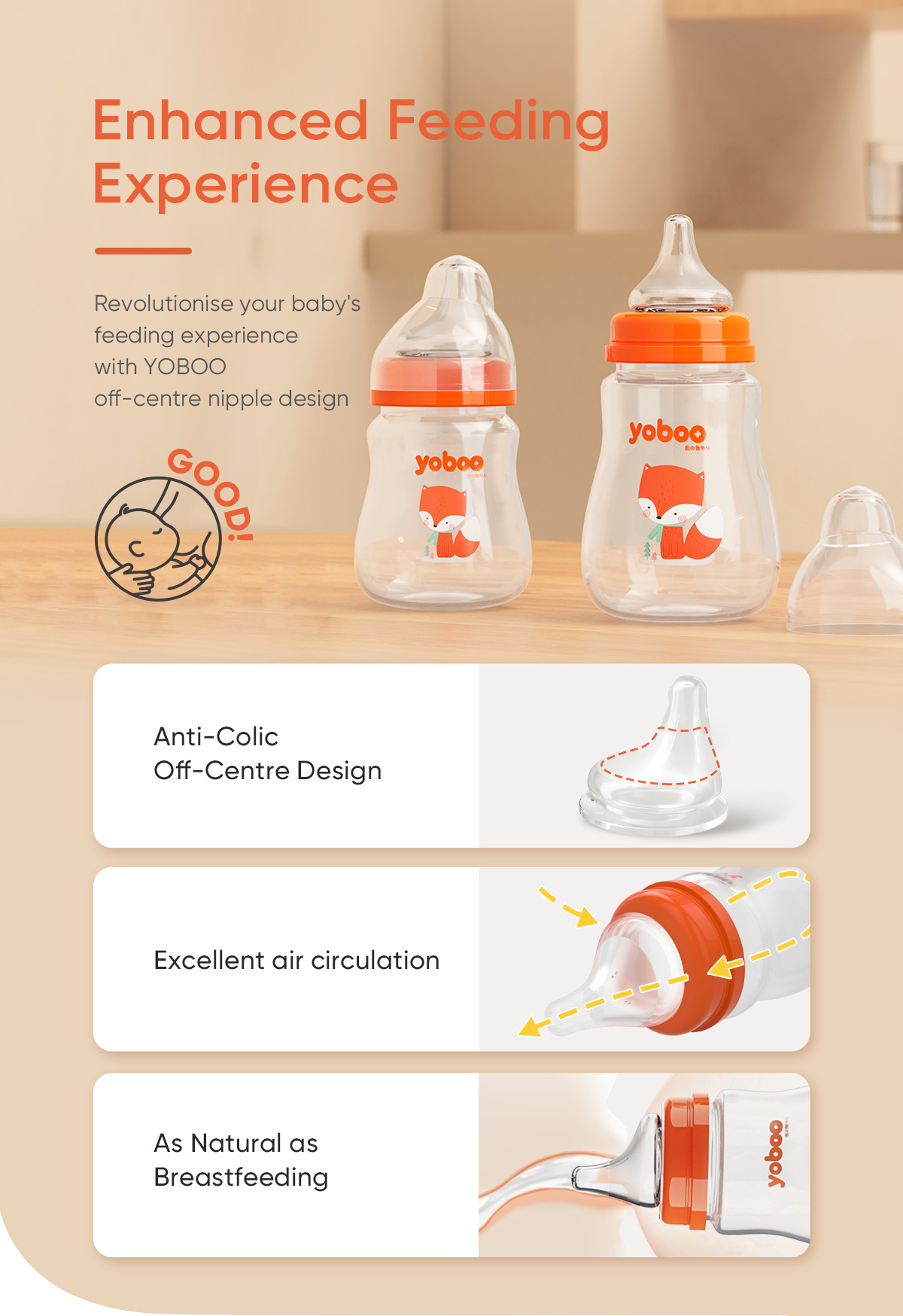 Yoboo Baby Feeding Bottle | High Quality PP | Off Center Teat 0-6 ...