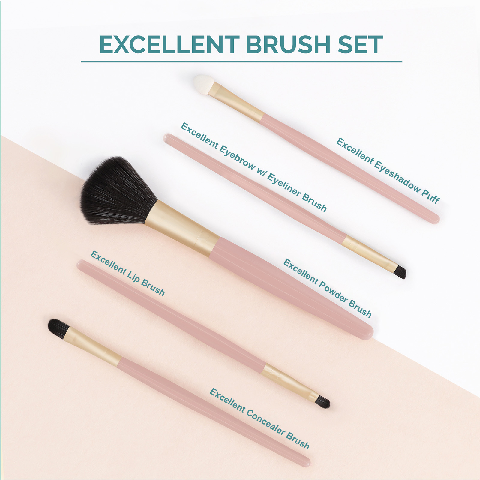 GLAMFIX Excellent Brush Set | Eyeshadow, Eyebrow & Powder Makeup ...