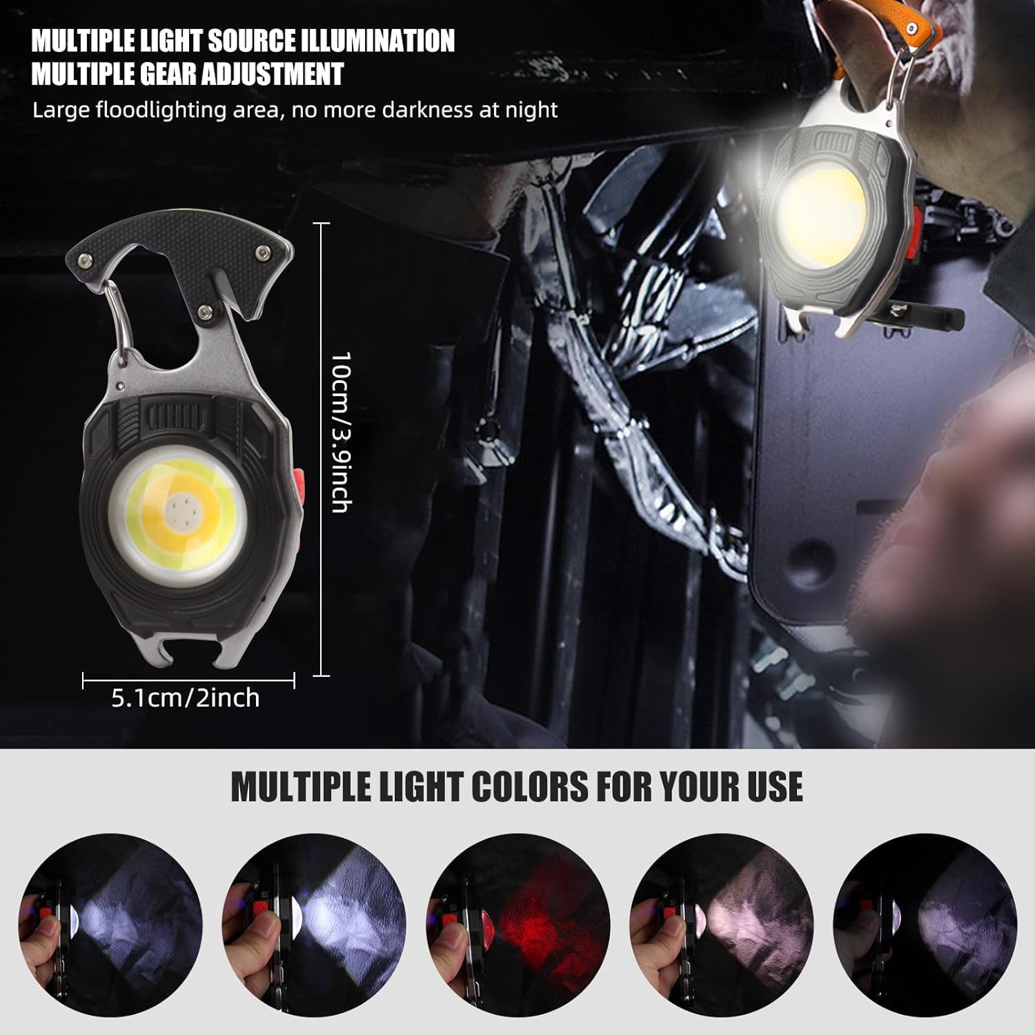 COB Keychain Flashlights, LED Rechargeable Flashlights with Lighter 3 ...