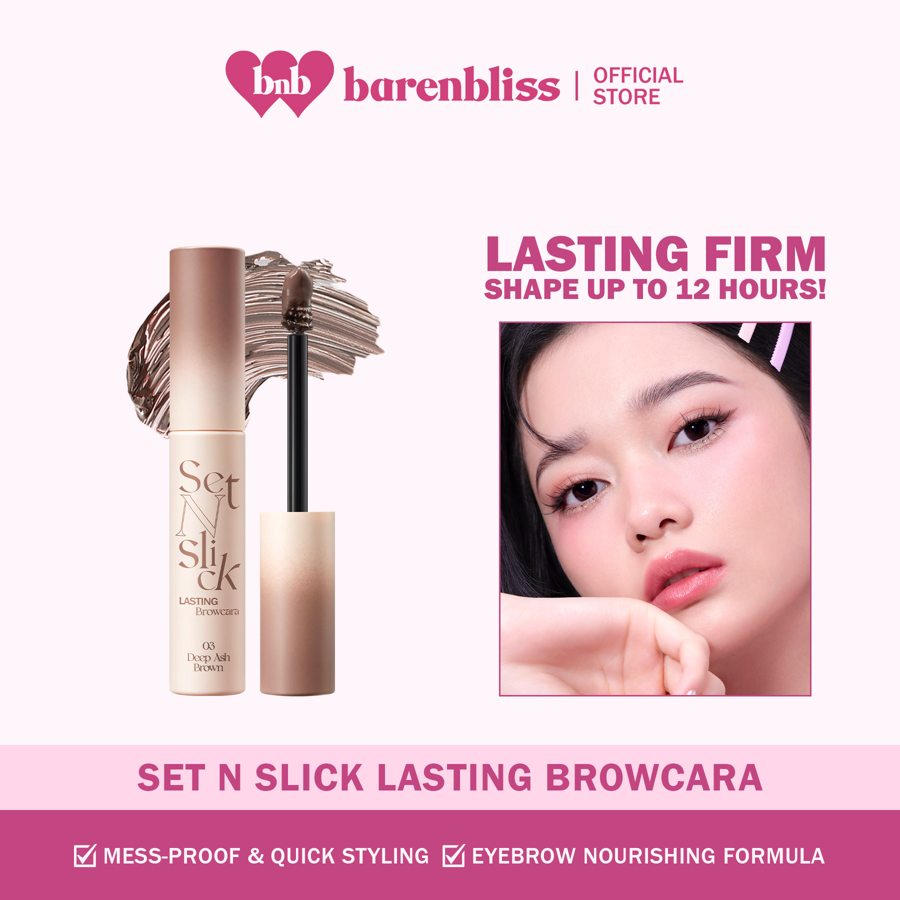 barenbliss BNB Eye Bundle, Roll To Volume Mascara + Set N Slick Browcara