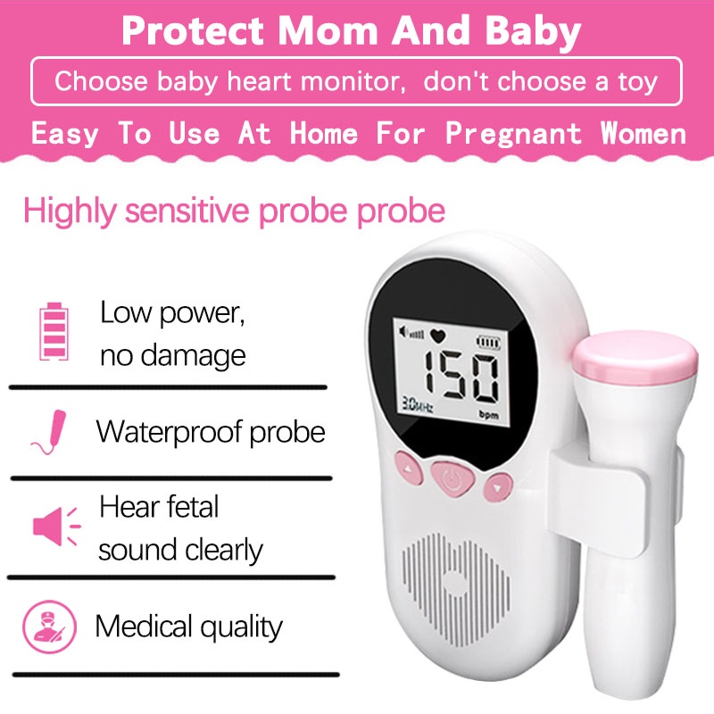 Fetal Doppler Baby Heart Monitor Device Medical LCD Screen Heart Rate ...