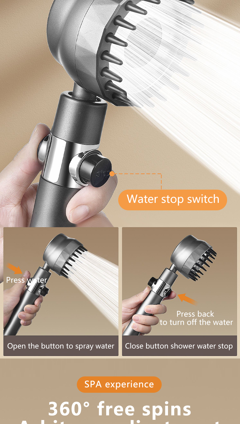MANUYAMA Shower Head With Hose Set High Pressure Bathroom Shower 3 ...