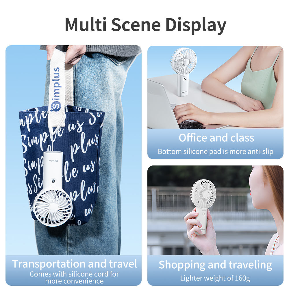 Simplus Mini Fan Rechargeable Handheld 3-Speed Adjustable DFSH010 ...