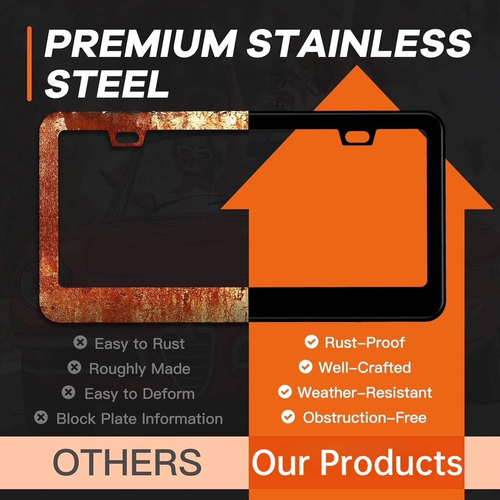 2pcs Car Number Plate License Frame Cover Stainless Steel Car Plate ...