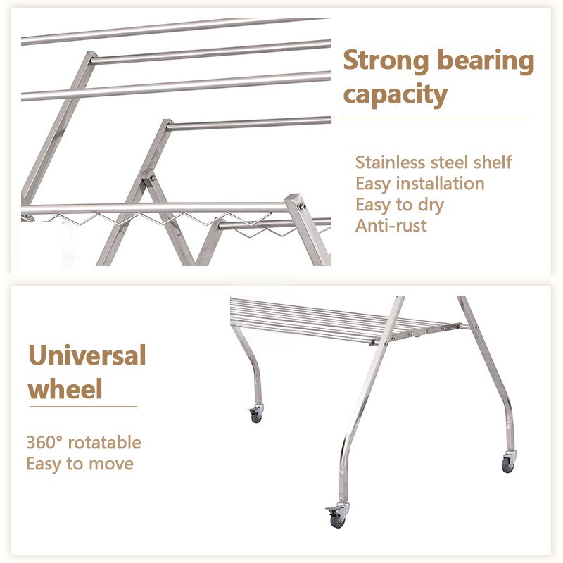 Drying Rack Stainless Steel Clothes Sampayan Hanger Vertical Multi-Bar ...