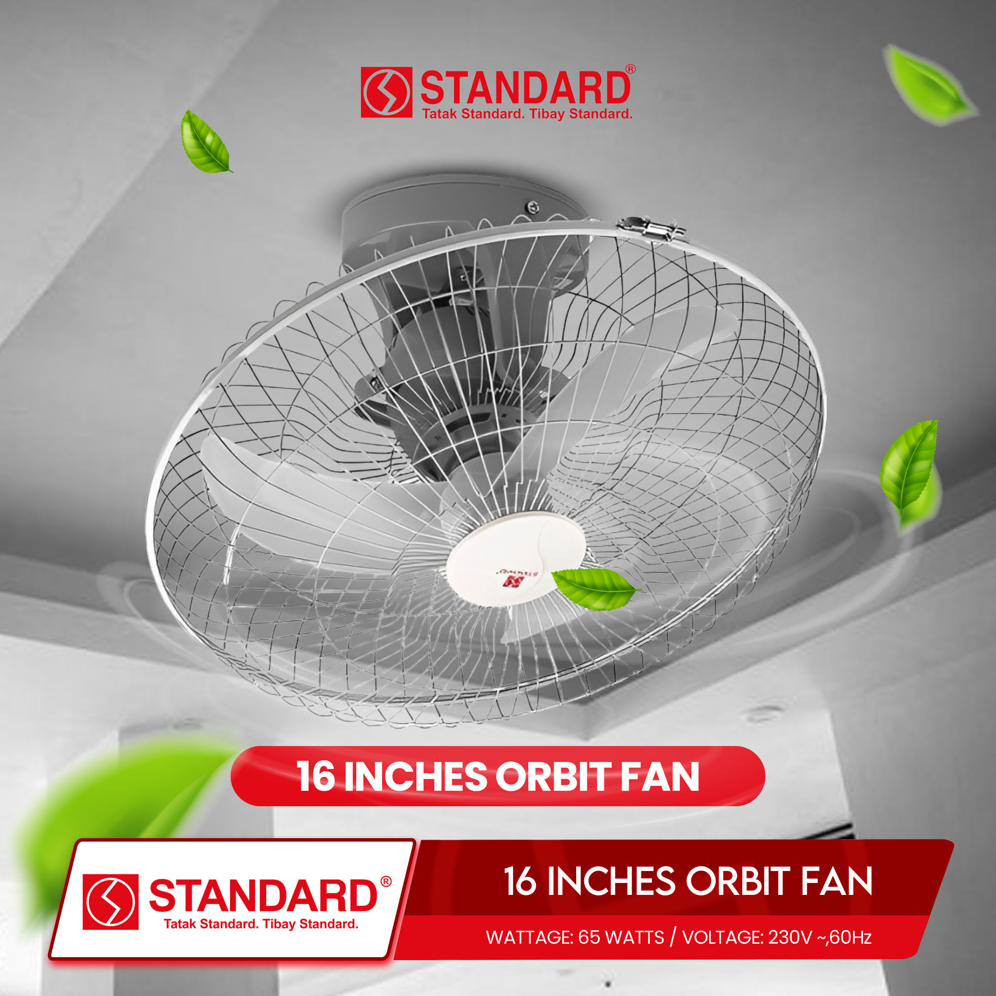 Standard Electric Fan Orbit Ceiling 16 Inches Banana Type Plastic Blade ...