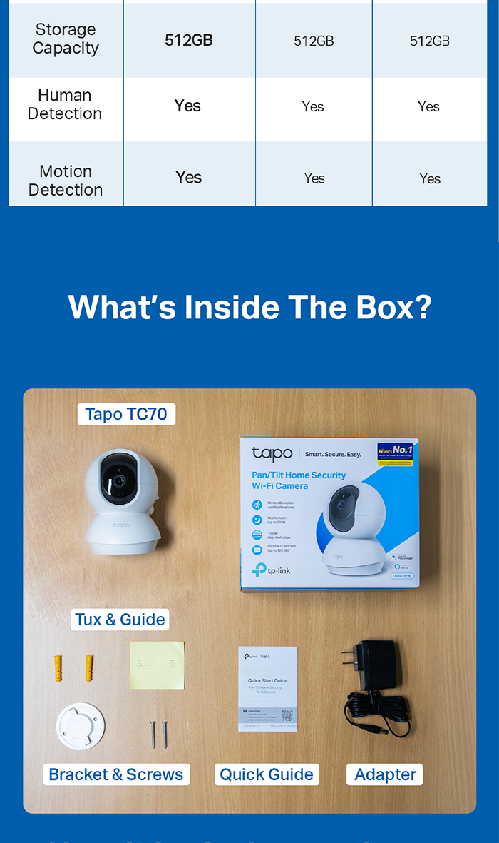 TP-Link Tapo TC70 2MP 360 PanTilt Indoor IP Camera Night Vision Motion ...