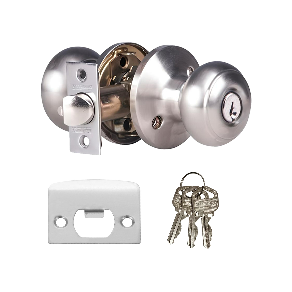 Greenfield Entrance Knobset Stainless Steel - Door Hardware & Locks ...