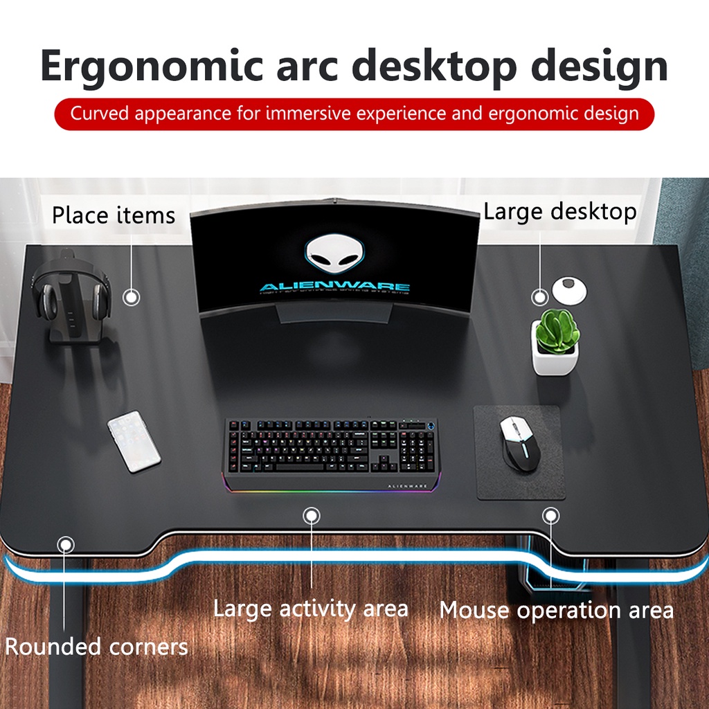 IEAK 100/120CM Small Gaming Computer Table for Desktop Big 140x60 ...