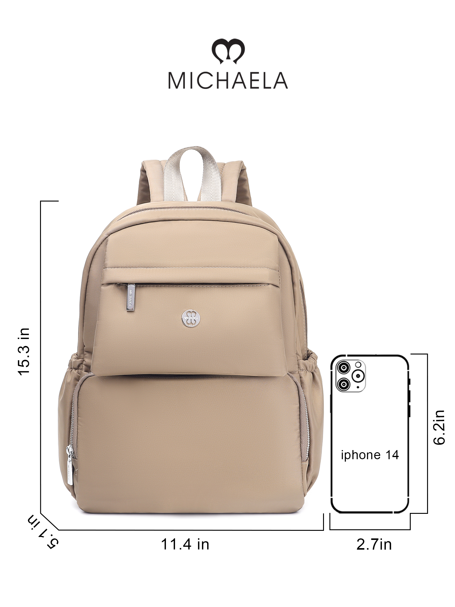 MICHAELA Cushioned School Bag Thicken Re-Nylon with Luggage Fixed Strap ...