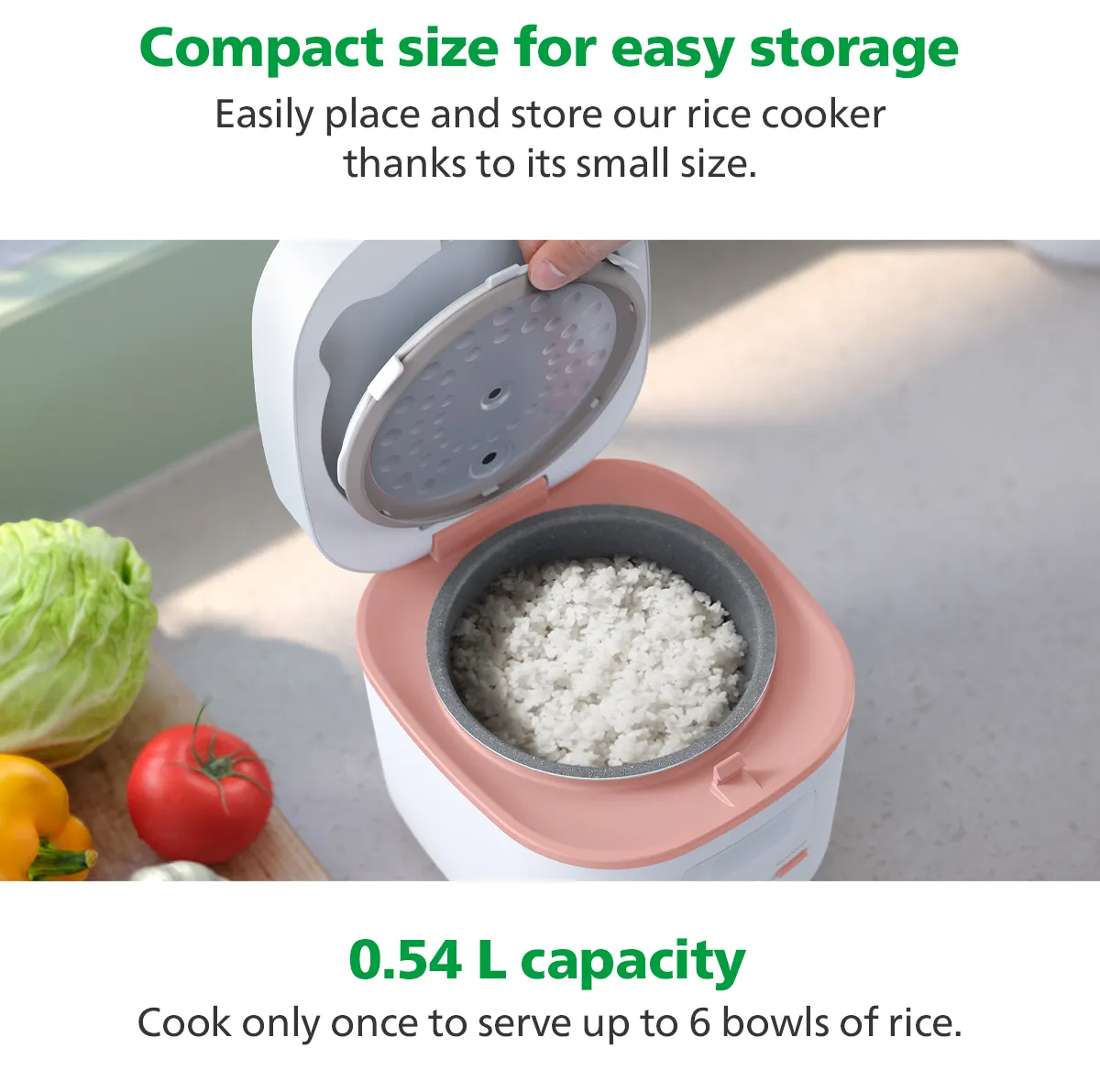 PHILIPS Mini Digital Rice Cooker 0.54L - 3 Cups/6 Bowls For Small ...