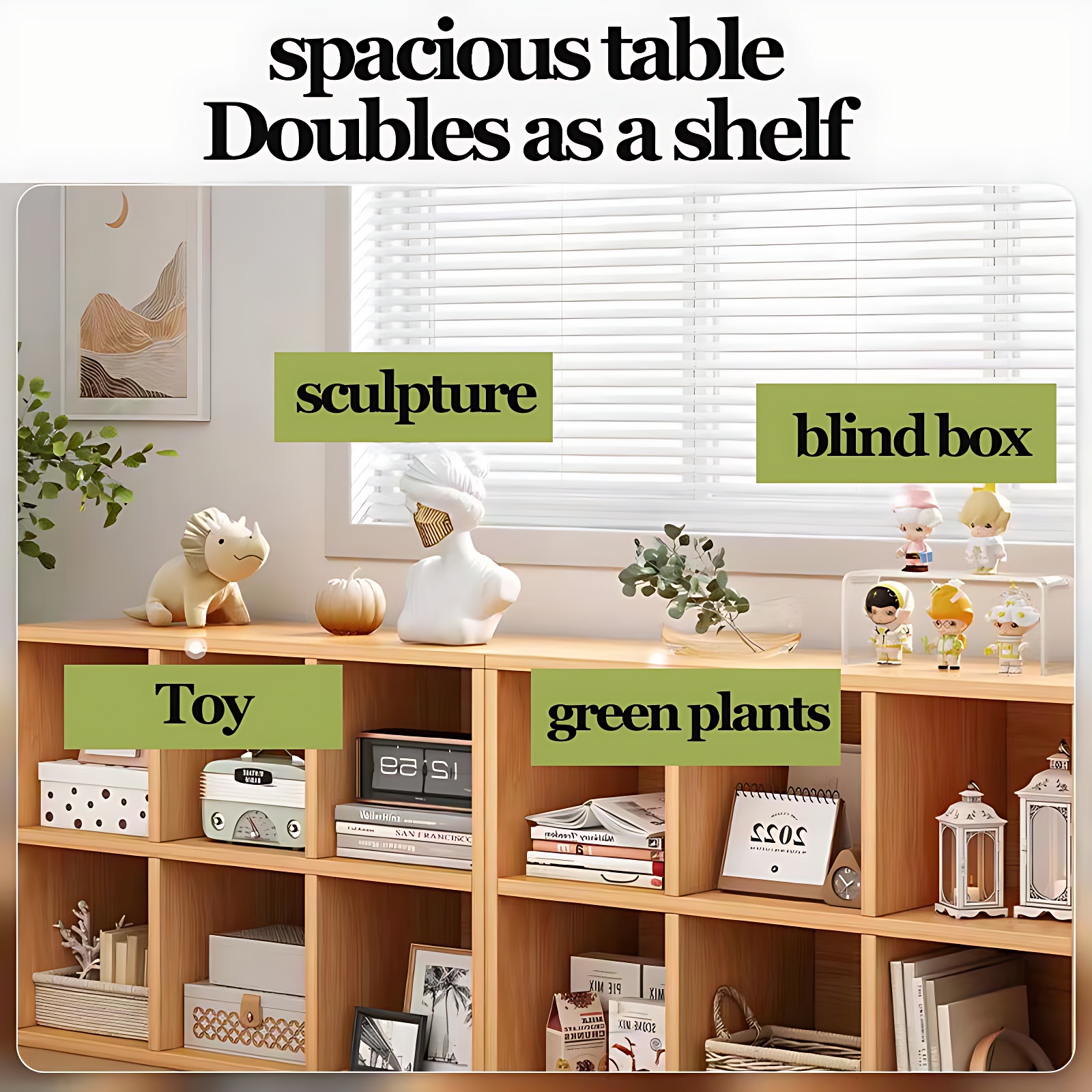 【Thickening】 Book Shelf Organizer Book Divider Wooden Book