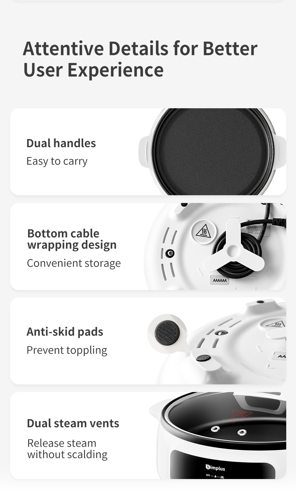 Simplus 3.2L/4.2L Multi-function Electric Hot Pot 1300W Household ...