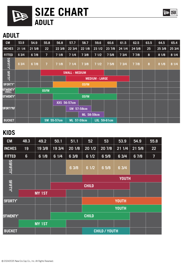 New era 49forty size chart online