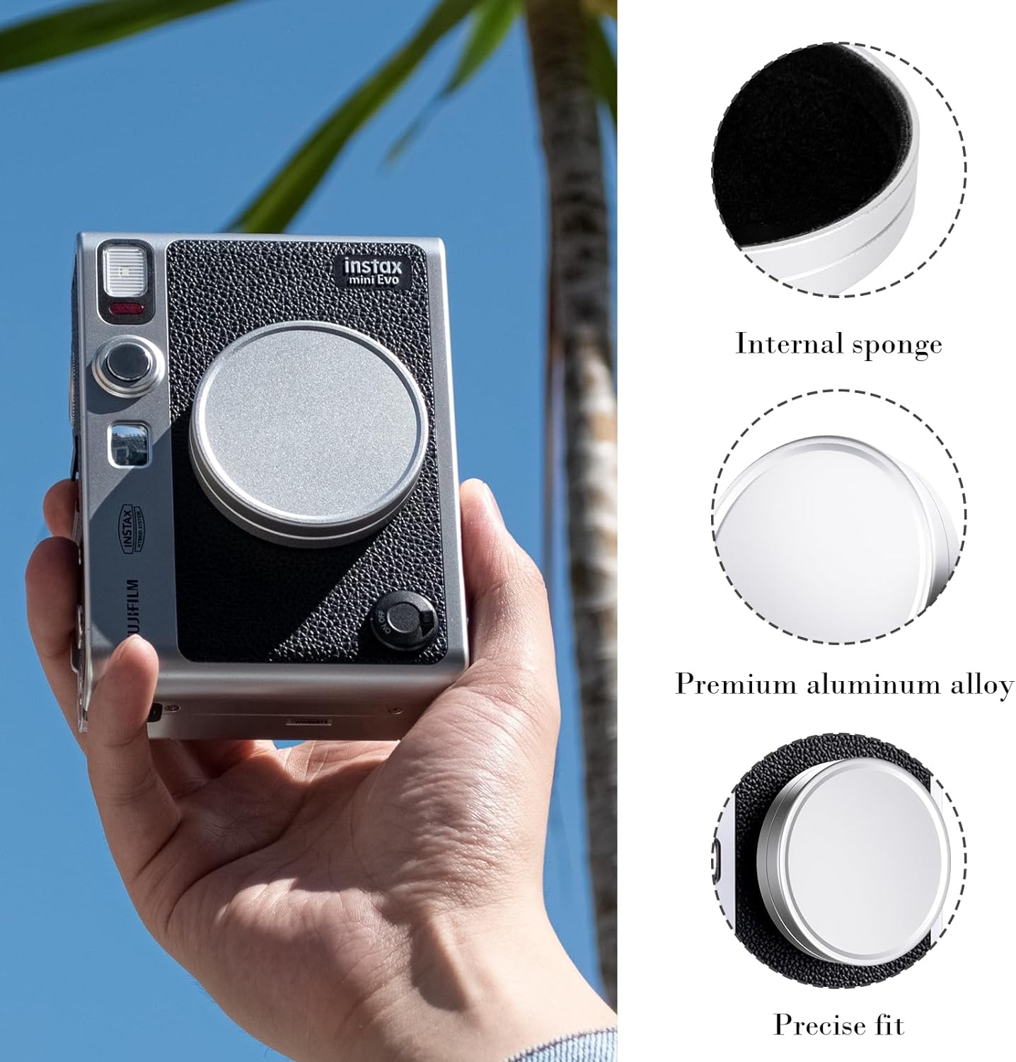 Metal Lens Cap For Fujifilm Instax Mini EVO - Aluminum Alloy Dustproof Camera Lens Protection