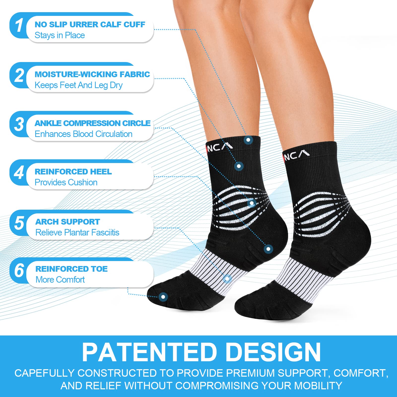 NEENCA Compression Socks, Medical Athletic Socks for Injury Recovery ...