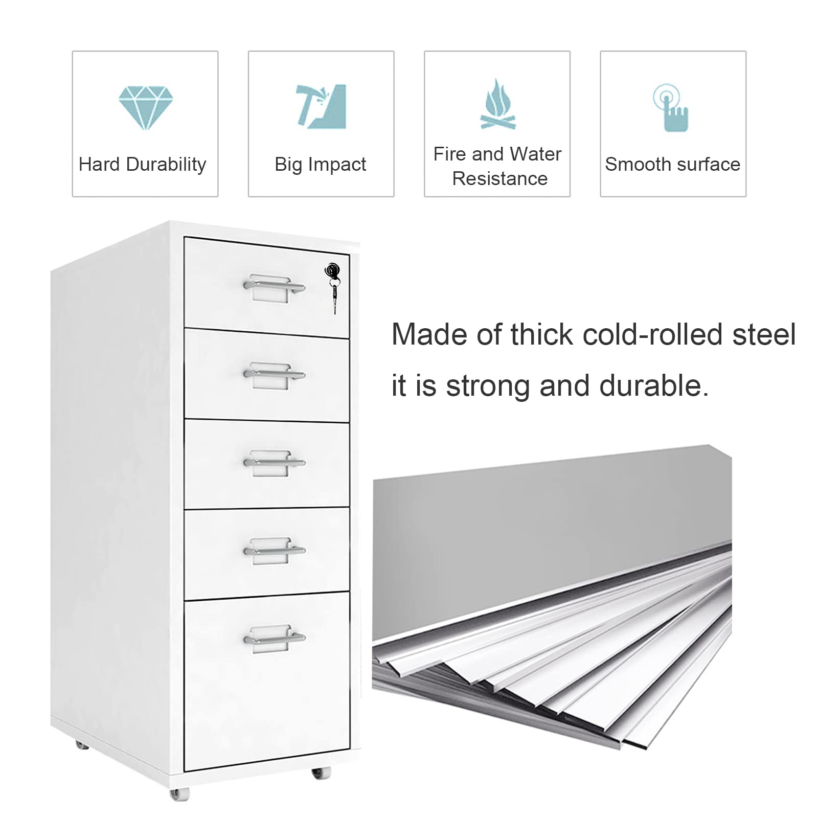 Lockable 3/5/6 Layer Metal Drawer Cabinet Metal Removable Home Office ...