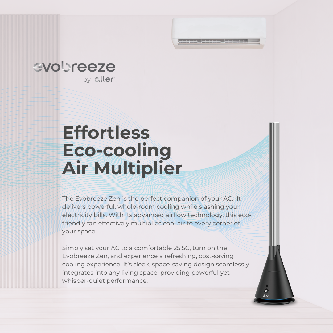 Aller Evobreeze Zen Plasma Air Purifier Bladeless Tower Fan | Shopee ...